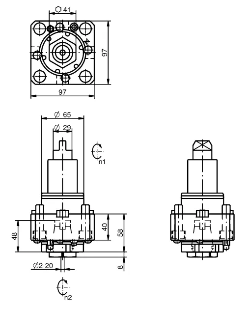 Прямой сверлильно-фрезерный блок QF32-DNE-BT65A-058-E-A WTO