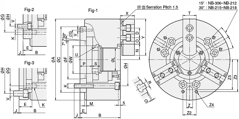 Патрон токарный трехкулачковый NB212A11
