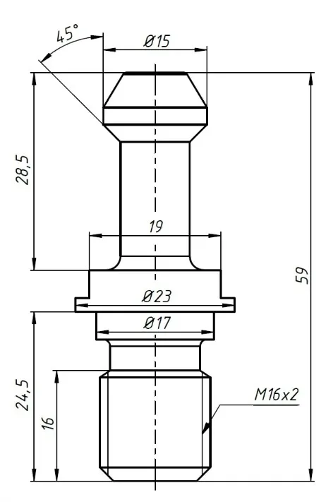 PS-BT40-45-H-OM Штревель с отверстием под СОЖ, без уплотнительного кольца