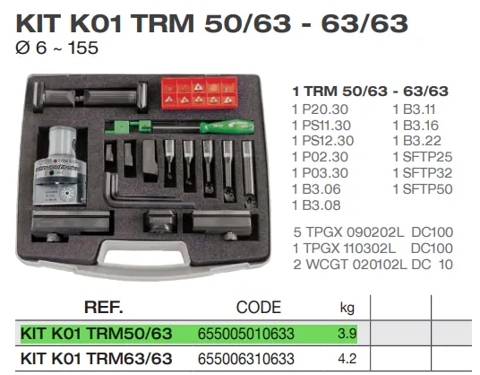Головка расточная в наборе KIT K01 TRM 50/63 MHD 50 d.6-155 D'Andrea