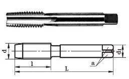 Метчик М6x1,25 для глухих отверстий HSS Р6М5К5