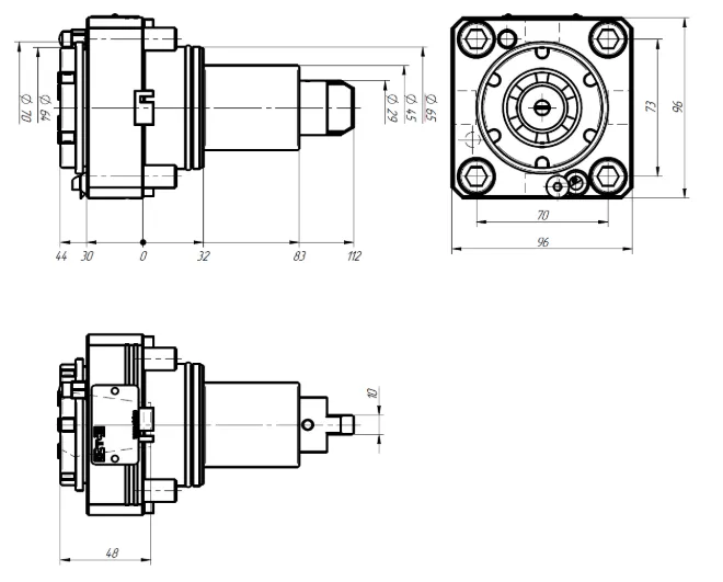 DT01044ER32A-0002-EC-BT65A Прямой сверлильно-фрезерный блок ER32A; EC